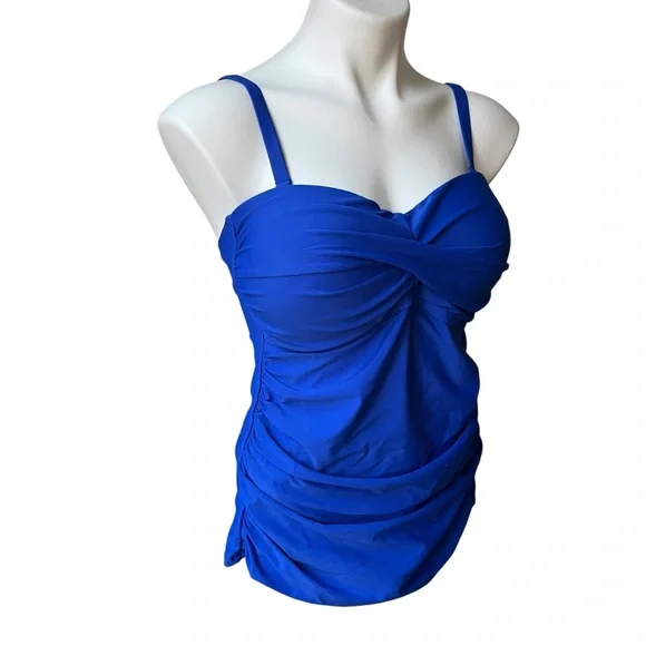 NWT, RELLECIGA Strapless Royal Blue Ruched Top, Sz L - Picture 8 of 13